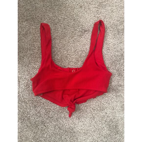 Beach Bunny Red Tide Knot Snap Buttons Bralette Bikini Top, S - Picture 9 of 13